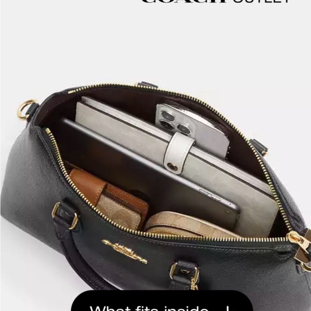 Georgia Black Satchel with Gold Accents - Picture 6 of 11